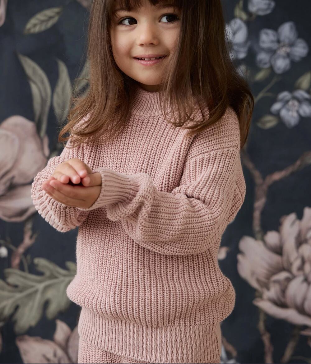 Jamie Kay girls crewneck knitted Cotton sweater pink lavender SZ 8Y